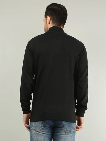 Black Solid Half Zipper Sweatshirt Tim Paris