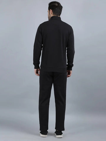 Black Solid Regular Fit Track Suits TIM PARIS