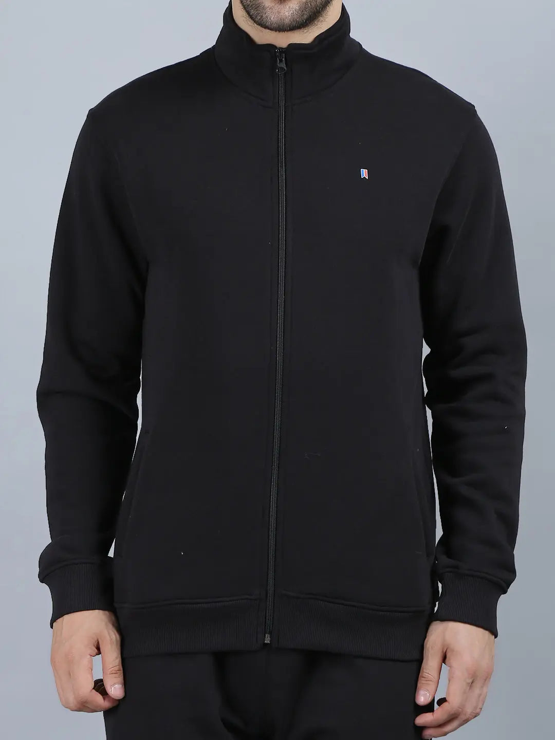 Black Solid Regular Fit Track Suits TIM PARIS