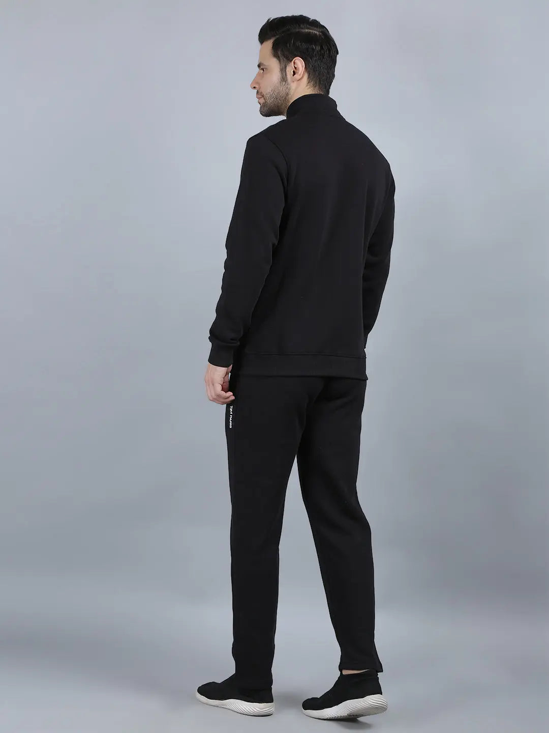 Black Solid Regular Fit Track Suits TIM PARIS