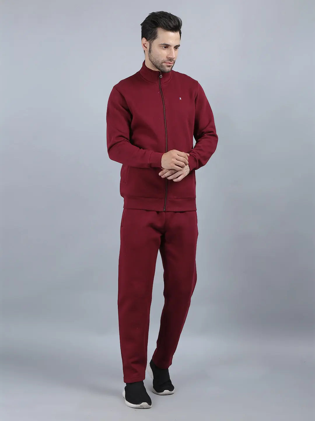 Maroon Solid Regular Fit Track Suits TIM PARIS