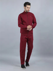 Maroon Solid Regular Fit Track Suits TIM PARIS