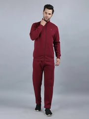Maroon Solid Regular Fit Track Suits TIM PARIS