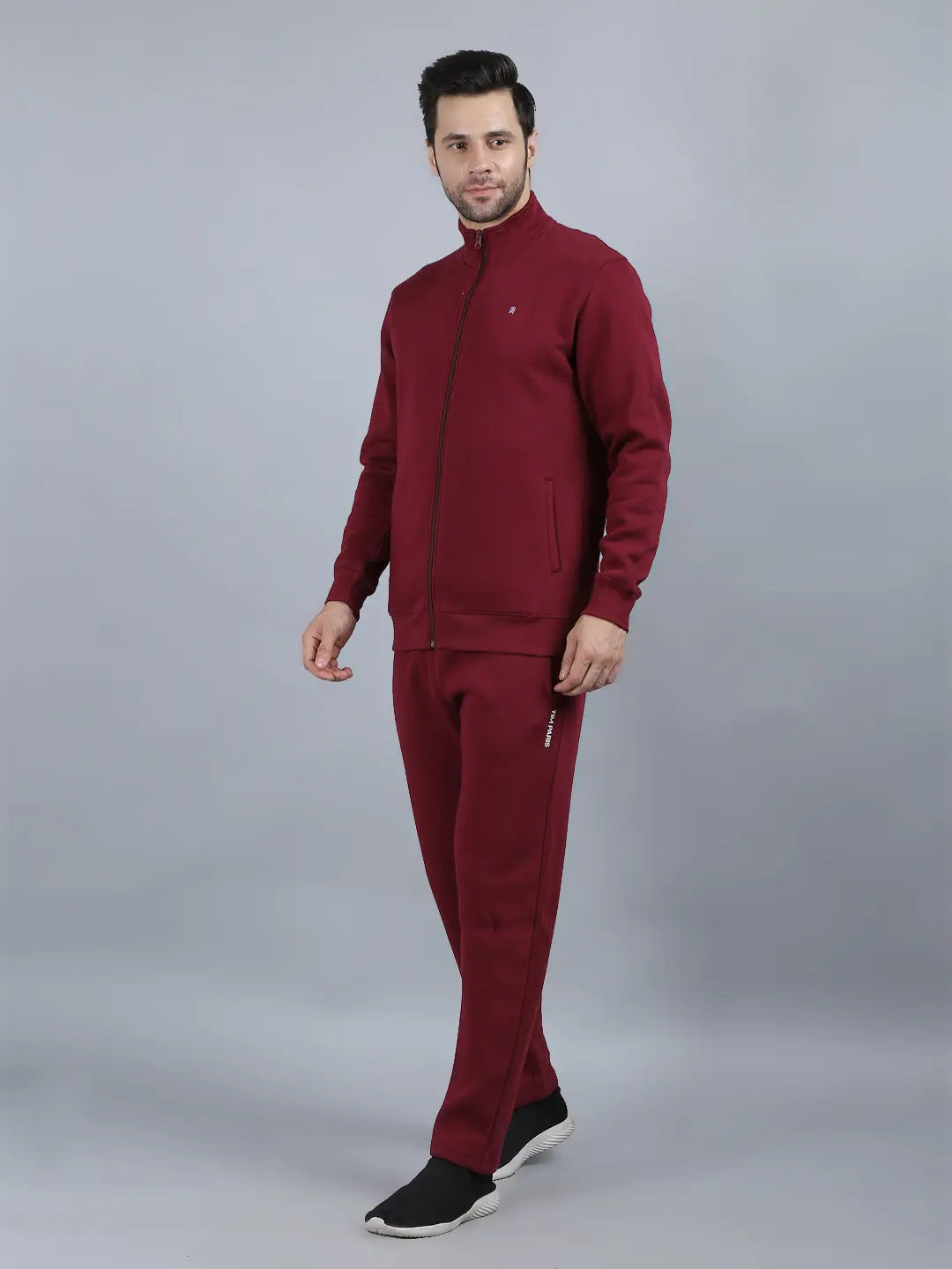 Maroon Solid Regular Fit Track Suits TIM PARIS