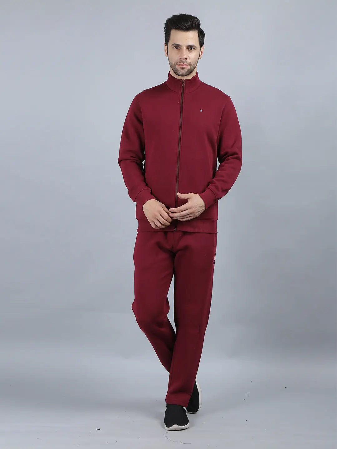 Maroon Solid Regular Fit Track Suits TIM PARIS