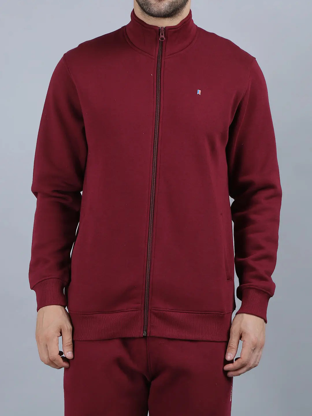 Maroon Solid Regular Fit Track Suits TIM PARIS