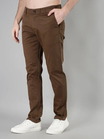 Brown Solid Regular Fit Chinos Tim Paris