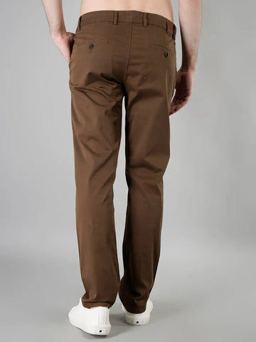 Brown Solid Regular Fit Chinos Tim Paris