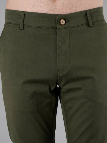 Light olive Solid Regular Fit Chinos Tim Paris