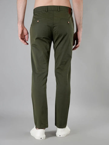 Light olive Solid Regular Fit Chinos Tim Paris