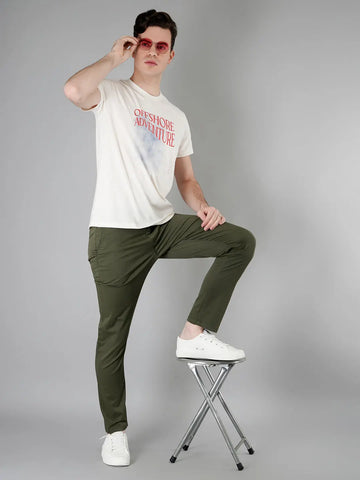 Light olive Solid Regular Fit Chinos Tim Paris