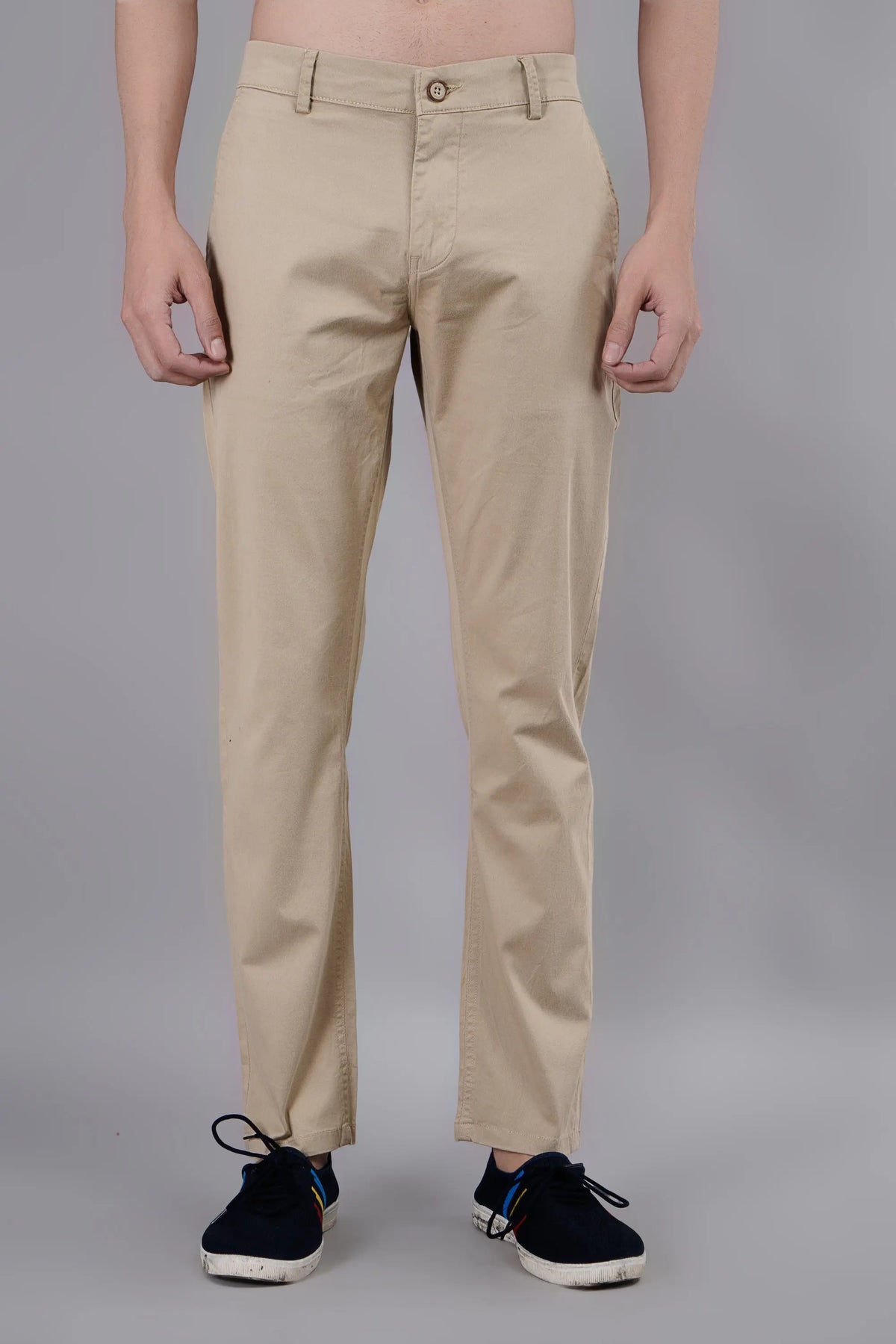Light Camel Solid Regular Fit Chinos Tim Paris