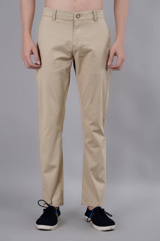 Light Camel Solid Regular Fit Chinos Tim Paris