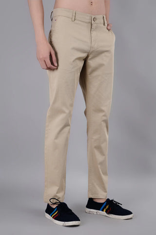 Light Camel Solid Regular Fit Chinos Tim Paris