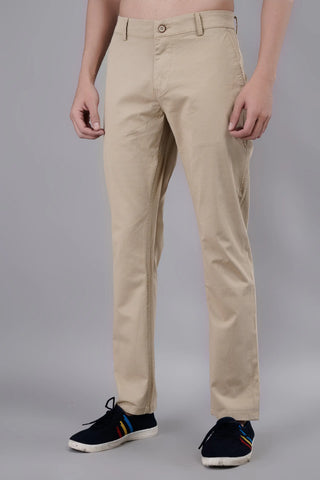 Light Camel Solid Regular Fit Chinos Tim Paris