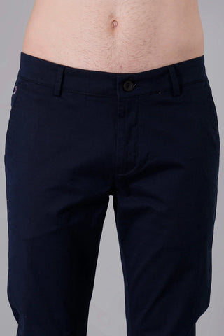 Navy Blue Solid Regular Fit Chinos Tim Paris