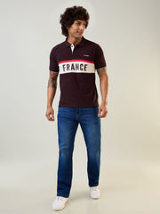 Brown Polo Neck Cut & Sew T Shirt