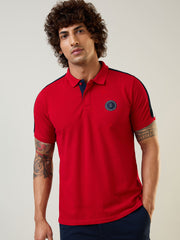 Cut & Sew Red Polo T-Shirt
