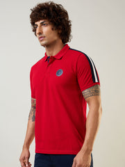 Cut & Sew Red Polo T-Shirt