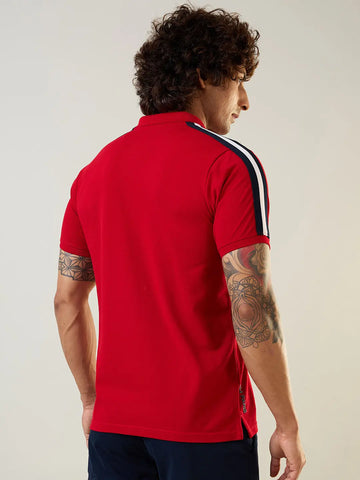 Cut & Sew Red Polo T-Shirt Tim Paris