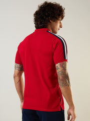 Cut & Sew Red Polo T-Shirt