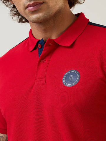 Cut & Sew Red Polo T-Shirt Tim Paris