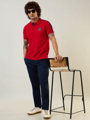 Cut & Sew Red Polo T-Shirt