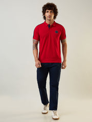 Cut & Sew Red Polo T-Shirt
