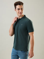 Olive Green Solid Polo T-Shirt