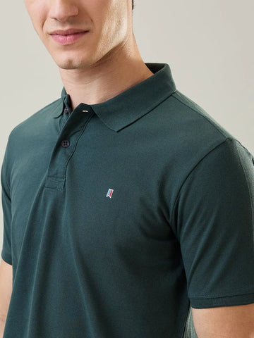 Olive Green Solid Polo T-Shirt Tim Paris