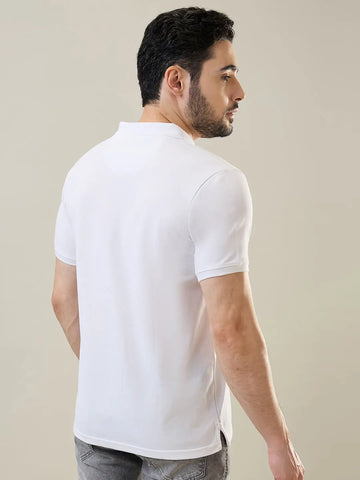 White Solid Polo T-Shirt Tim Paris