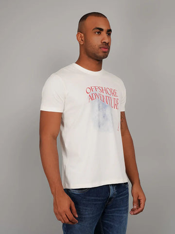 Offshore Adventure White Printed T-Shirt Tim Paris