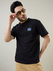 Black Graphic Print Relaxed Fit T-Shirt