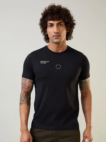 Black Graphic Print Regular Fit T-shirt Tim Paris