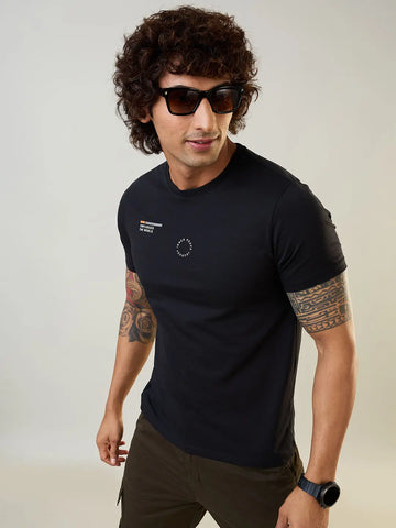 Black Graphic Print Regular Fit T-shirt Tim Paris