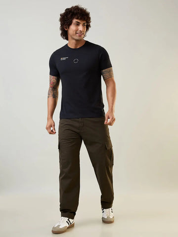 Black Graphic Print Regular Fit T-shirt Tim Paris