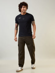 Black Graphic Print Regular Fit T-shirt
