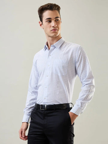 Blue Regular Check Formal Shirt Tim Paris