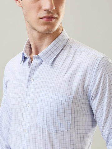 Blue Regular Check Formal Shirt Tim Paris