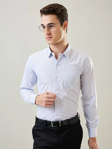 Blue Regular Check Formal Shirt Tim Paris