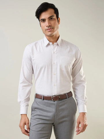 Brown Checkered Formal Shirt Tim Paris