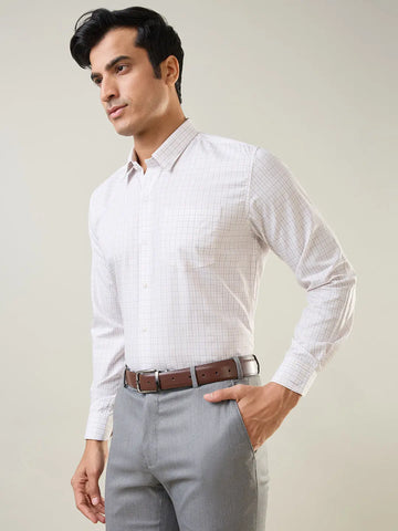 Brown Checkered Formal Shirt Tim Paris