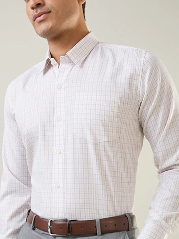 Brown Checkered Formal Shirt Tim Paris