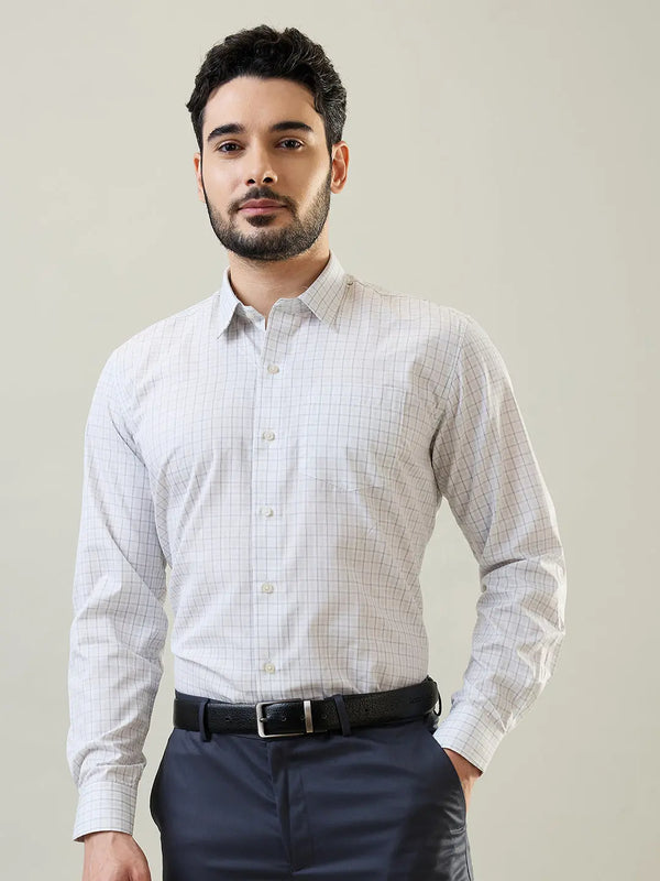 Green Regular Checks Formal Shirt Tim Paris