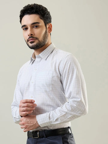 Green Regular Checks Formal Shirt Tim Paris