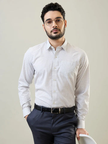 Green Regular Checks Formal Shirt Tim Paris