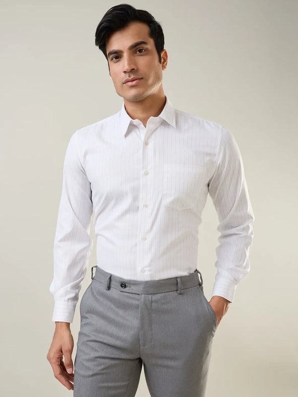 Coffee Striped Formal Shirt Tim Paris