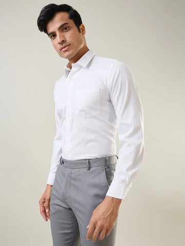 Coffee Striped Formal Shirt Tim Paris