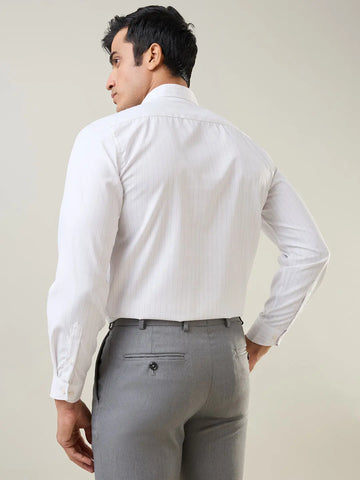 Coffee Striped Formal Shirt Tim Paris