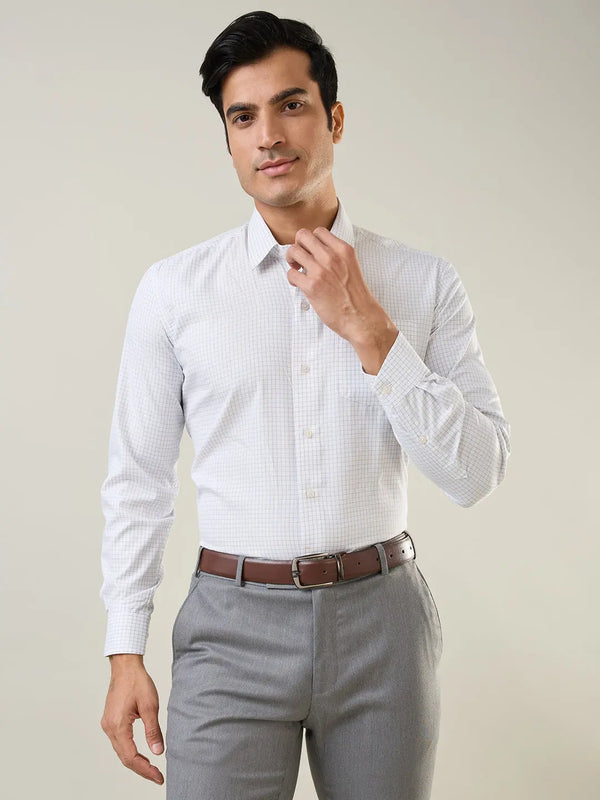Grey Checkered Formal Shirt Tim Paris